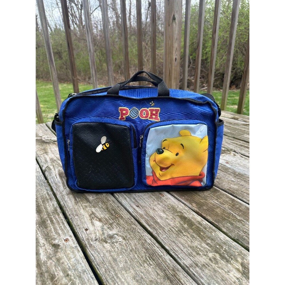 Vintage Winnie The Pooh Duffle Bag 90's Blue Pockets 90's Tote